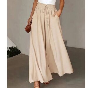 Classic Paper bag High Waisted Pockets Wide leg pants